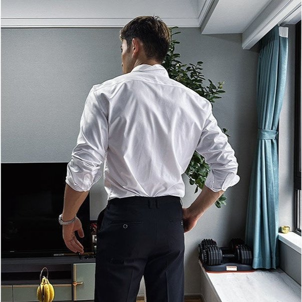 121e6c96-0438-4be3-a93a-8214adca0e10_fine.jpeg White Shirt Men's Desire-free Lace-up Long Sleeve Casual Large Size - Image 5