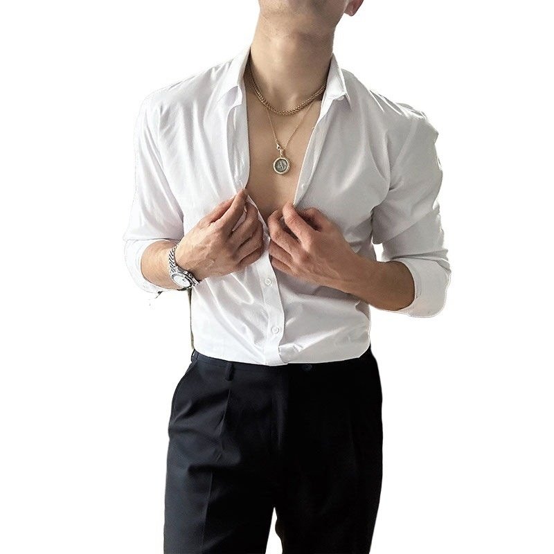 b56f7289-8879-4e03-8dcc-03025de4c38c_trans.jpeg White Shirt Men's Desire-free Lace-up Long Sleeve Casual Large Size - Image 3