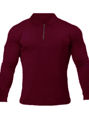 Fitness Sports Long-sleeved Polo Shirt Men Fashion Casual