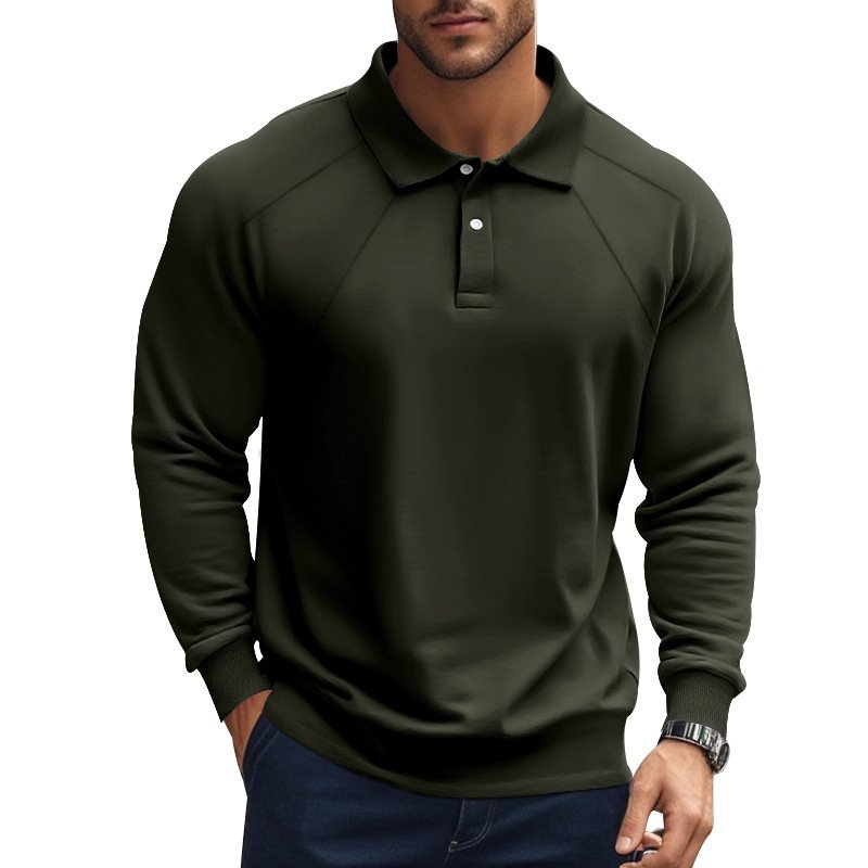 022f61ac-852d-4c1a-b9ee-281dd9d7ca34.jpg Spring And Autumn Polo Collar Solid Color Casual Bottoming American Polo Shirt Men - Image 7