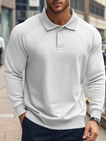 Spring And Autumn Polo Collar Solid Color Casual Bottoming American Polo Shirt Men