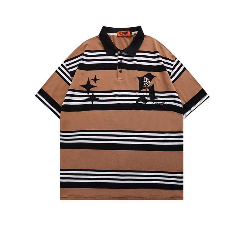 632bb9e4-c818-4997-9a58-ede32f88705d.jpg New Letter Embroidered Striped Lapel Short Sleeve POLO Shirt For Men - Image 4