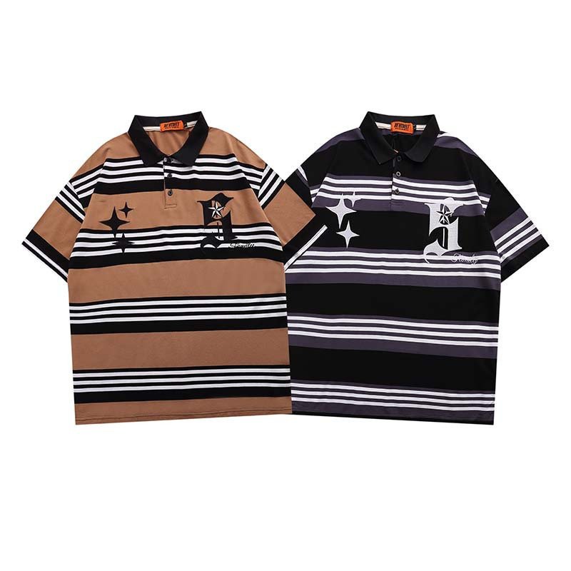 9b981e8b-2e28-4bf0-8611-59dd672d8e90.jpg New Letter Embroidered Striped Lapel Short Sleeve POLO Shirt For Men
