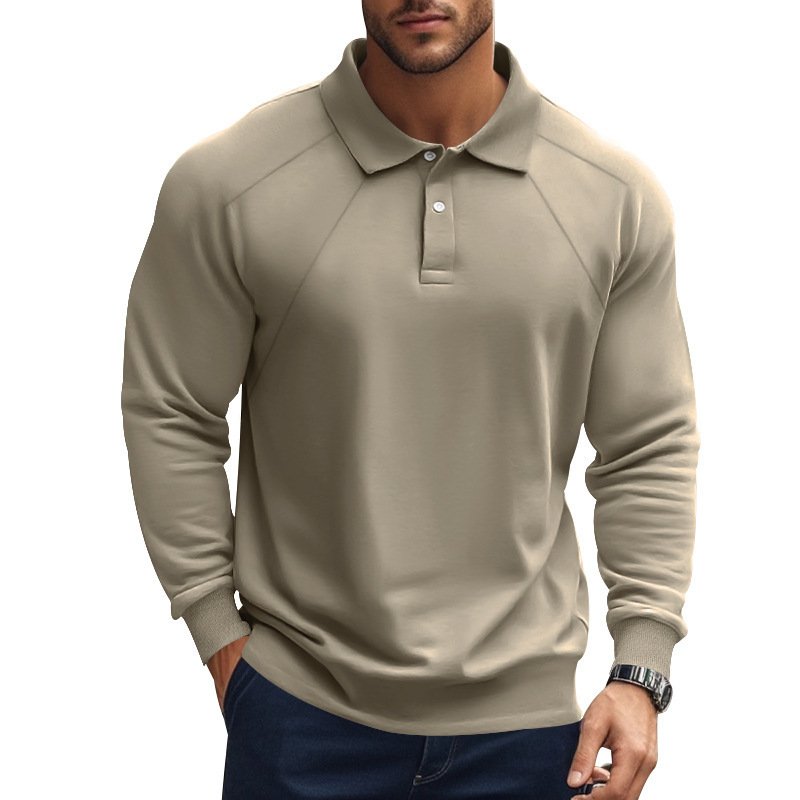 a63b27f1-72b4-4904-bfda-72f6d3320ae1.jpg Spring And Autumn Polo Collar Solid Color Casual Bottoming American Polo Shirt Men - Image 3